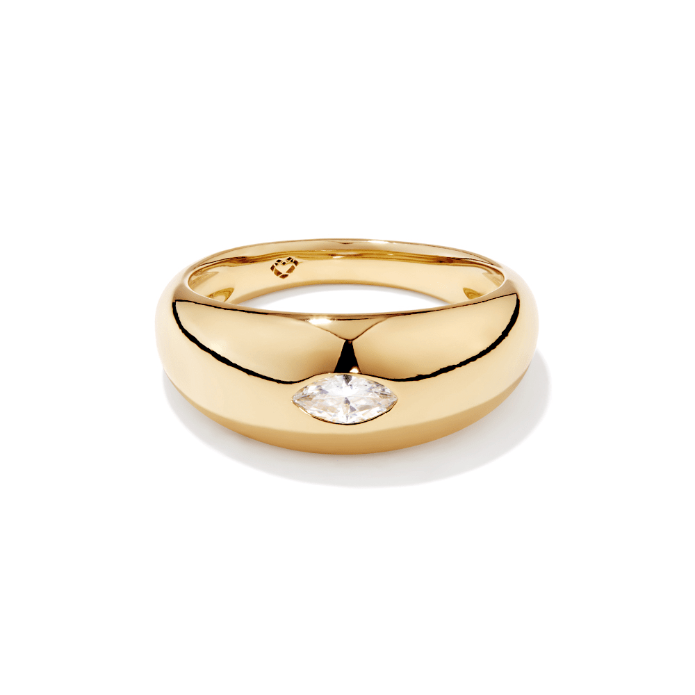 Marquise Cubic Zirconia Dome Ring in 18kt Gold Plated Sterling Silver Rings Bevilles 