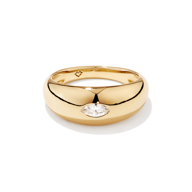 Marquise Cubic Zirconia Dome Ring in 18kt Gold Plated Sterling Silver Rings Bevilles 