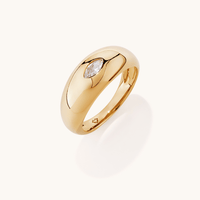 Marquise Cubic Zirconia Dome Ring in 18kt Gold Plated Sterling Silver Rings Bevilles 