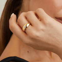 Marquise Cubic Zirconia Dome Ring in 18kt Gold Plated Sterling Silver Rings Bevilles 