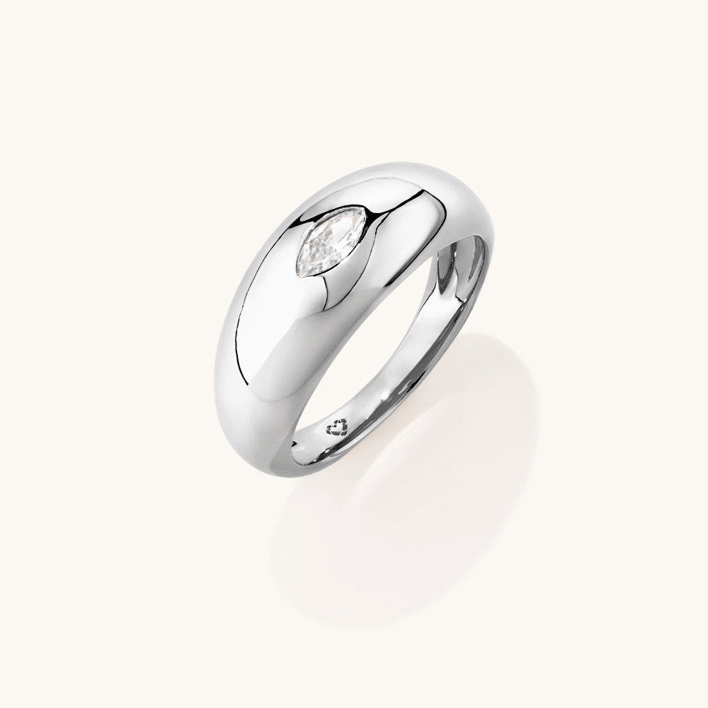 Marquise Cubic Zirconia Dome Ring in Sterling Silver Rings Bevilles 