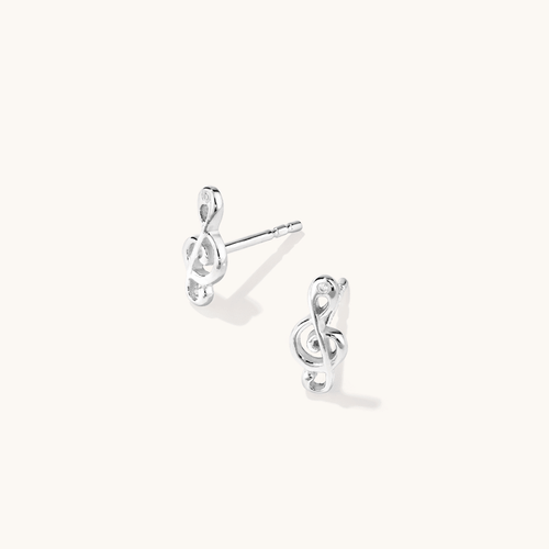 Treble Clef Stud Earrings in Sterling Silver Earrings Bevilles 
