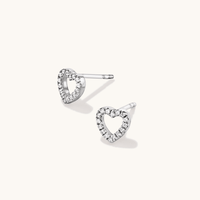 Cubic Zirconia Heart Studs in Sterling Silver Earrings Bevilles 