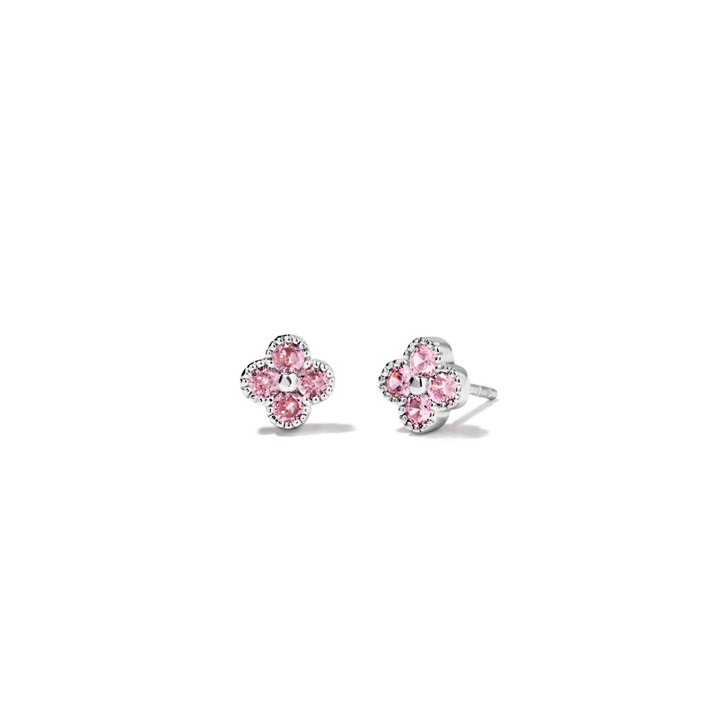 Cubic Zirconia Clover Stud Earrings in Sterling Silver Earrings Bevilles 