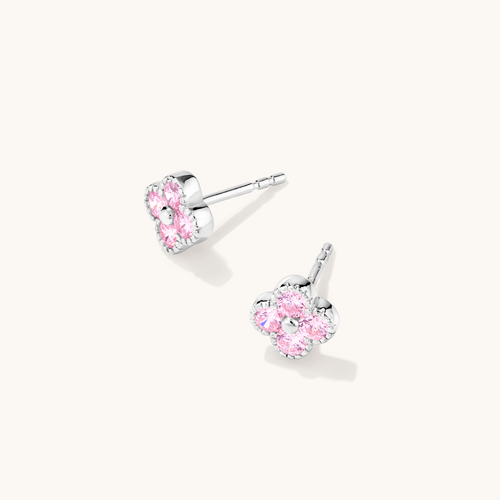 Cubic Zirconia Clover Stud Earrings in Sterling Silver Earrings Bevilles 