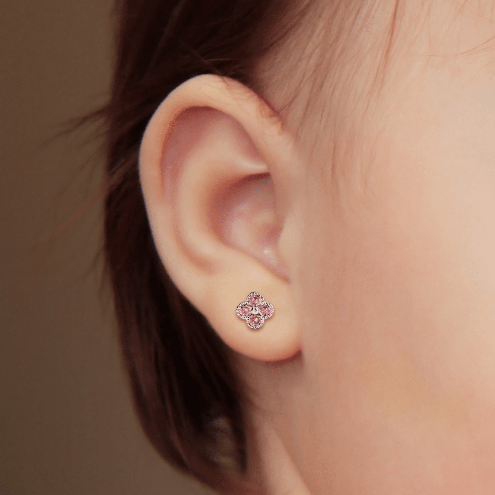 Cubic Zirconia Clover Stud Earrings in Sterling Silver Earrings Bevilles 