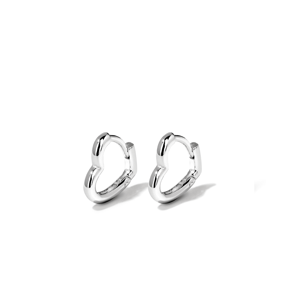 Heart Huggie Earrings in Sterling Silver Earrings Bevilles 