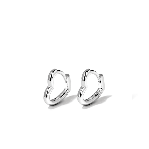 Heart Huggie Earrings in Sterling Silver Earrings Bevilles 