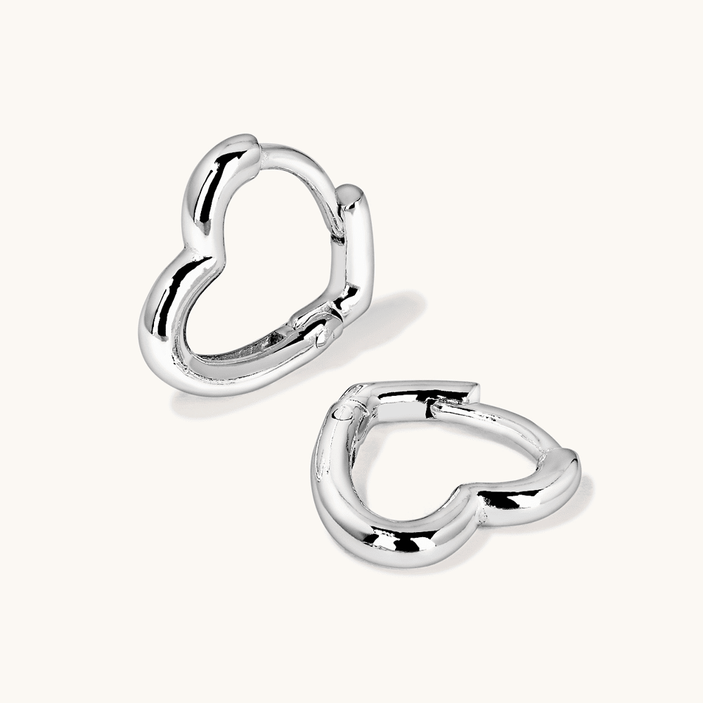 Heart Huggie Earrings in Sterling Silver Earrings Bevilles 