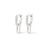 Cubic Zirconia Paperclip Drop Huggie Earrings in Sterling Silver Earrings Bevilles 