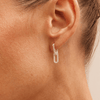 Cubic Zirconia Paperclip Drop Huggie Earrings in Sterling Silver Earrings Bevilles 