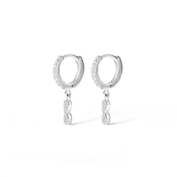 Cubic Zirconia Infinity Charm Huggie Earrings in Sterling Silver Earrings Bevilles 