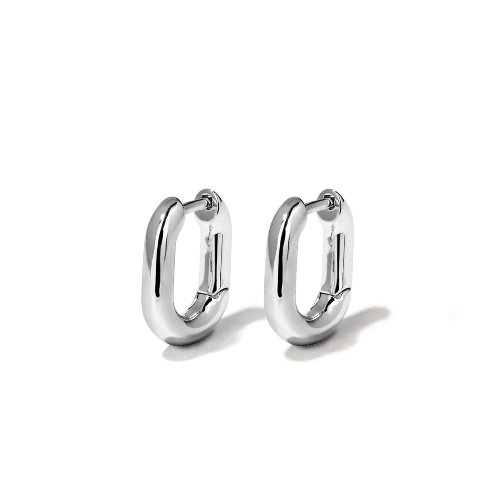 Paperclip Huggie Earrings in Sterling Silver Earrings Bevilles 