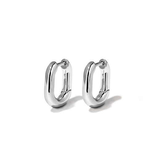 Paperclip Huggie Earrings in Sterling Silver Earrings Bevilles 