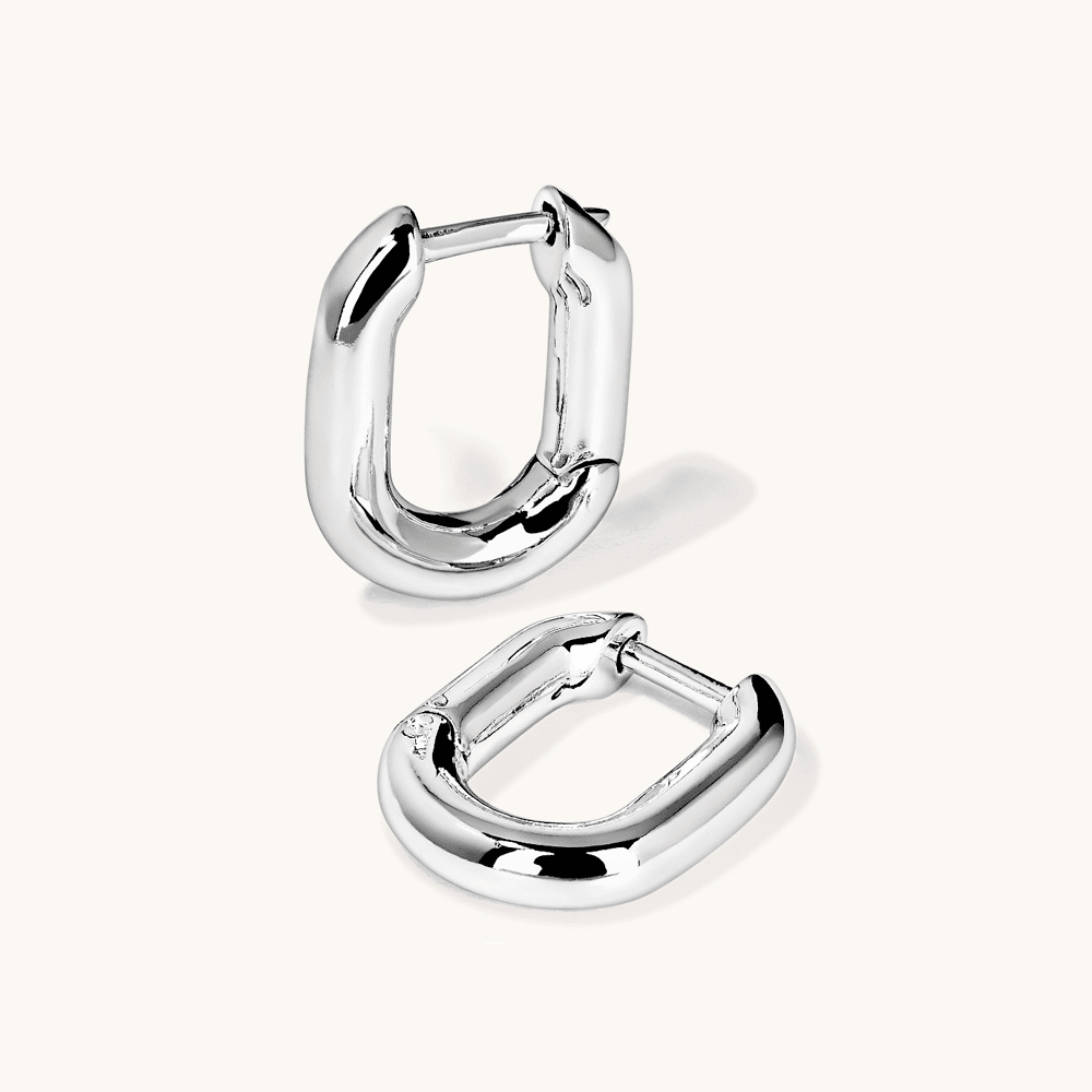 Paperclip Huggie Earrings in Sterling Silver Earrings Bevilles 