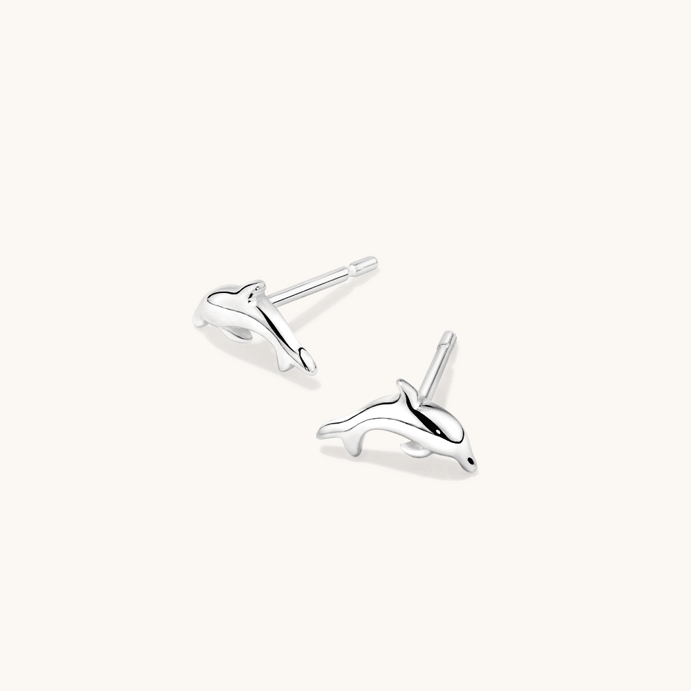 Dolphin Stud Earrings in Sterling Silver Earrings Bevilles 