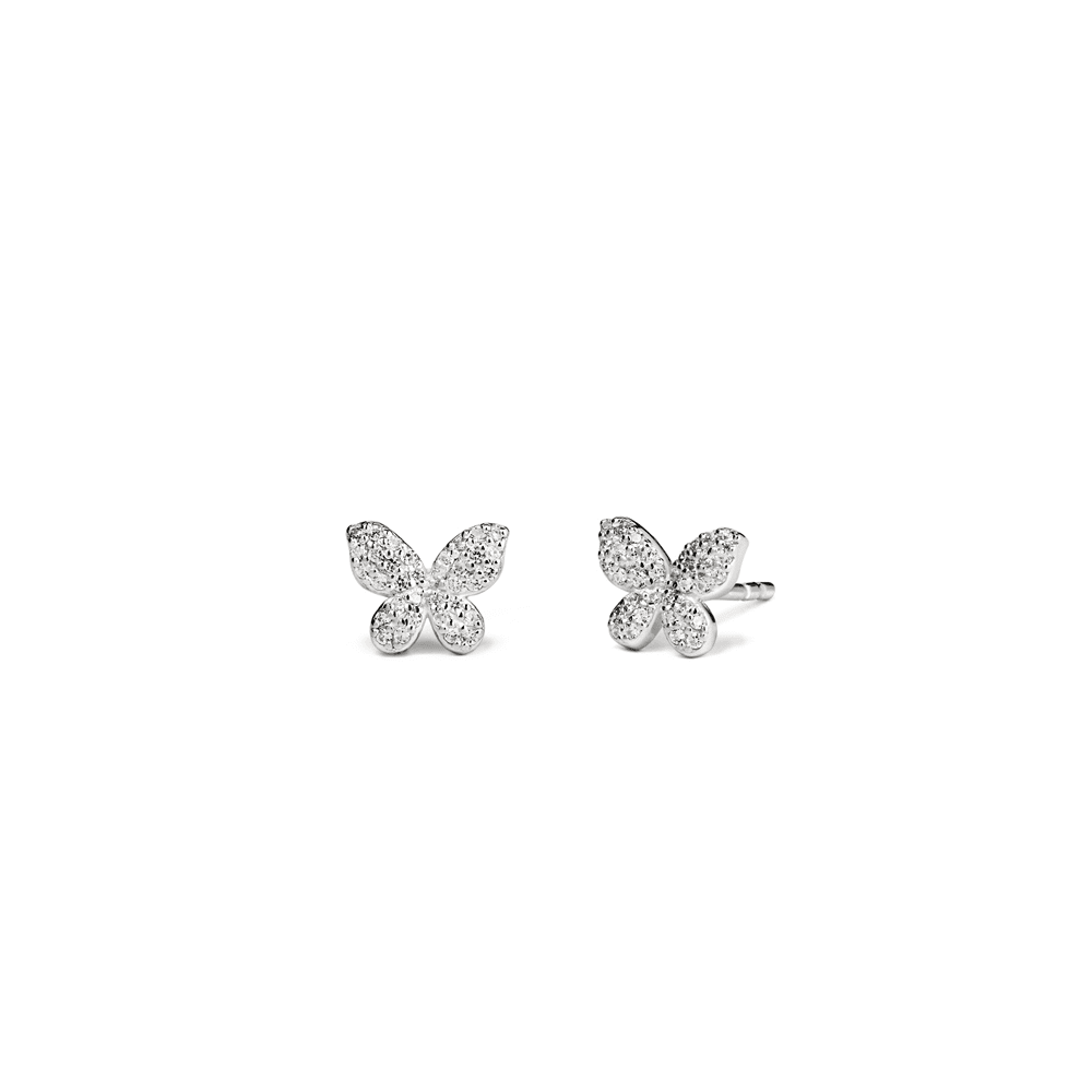 Cubic Zirconia Pavé Butterfly Stud Earrings in Sterling Silver Earrings Bevilles 
