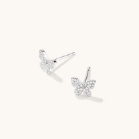 Cubic Zirconia Pavé Butterfly Stud Earrings in Sterling Silver Earrings Bevilles 