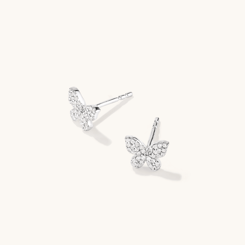 Cubic Zirconia Pavé Butterfly Stud Earrings in Sterling Silver Earrings Bevilles 