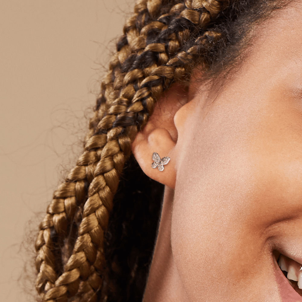 Cubic Zirconia Pavé Butterfly Stud Earrings in Sterling Silver Earrings Bevilles 