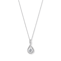45cm Prong Set Solitaire Swirl Pendant Necklace with 1.00ct of Laboratory-Grown Diamonds in Sterling Silver Pendants Bevilles 