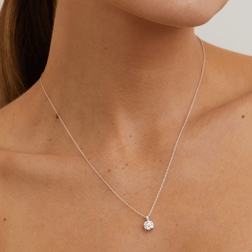 45cm Prong Set Solitaire Pendant Necklace with 1.00ct of Laboratory-Grown Diamonds in Sterling Silver Pendants Bevilles 