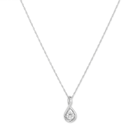 45cm Solitaire Swirl Pendant Necklace with 0.16tw of Laboratory-Grown Diamonds in Sterling Silver with Rhodium Plating Pendants Bevilles 