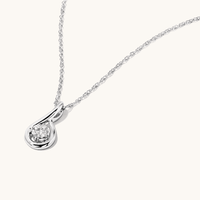 45cm Solitaire Swirl Pendant Necklace with 0.16tw of Laboratory-Grown Diamonds in Sterling Silver with Rhodium Plating Necklaces Bevilles 