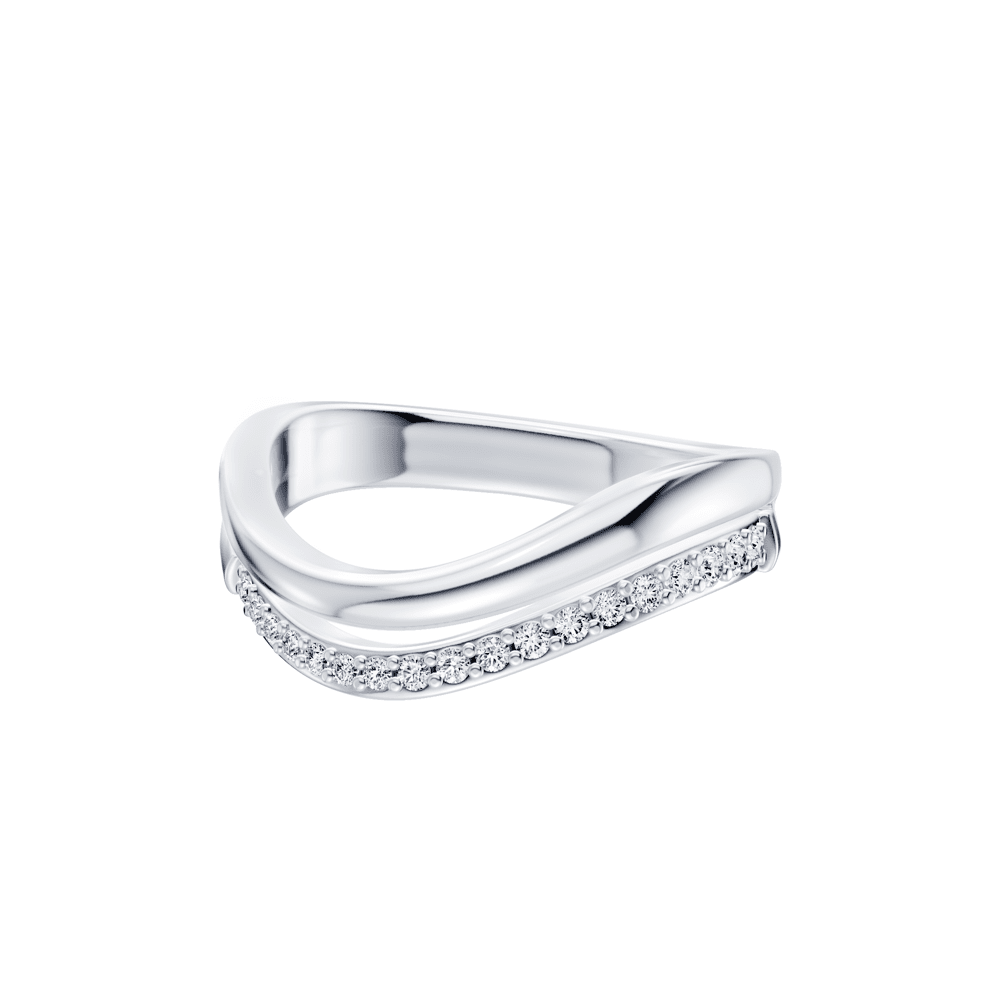 Double Row Wave Ring with 0.20tw of Laboratory-Grown Diamonds in Sterling Silver and Platinum Rings Bevilles 