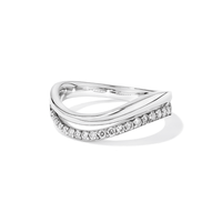 Double Row Wave Ring with 0.20tw of Laboratory-Grown Diamonds in Sterling Silver and Platinum Rings Bevilles 