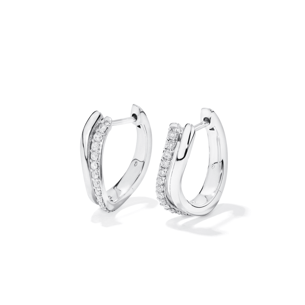 Double Row Wave Hoop Earrings with 0.20tw of Laboratory-Grown Diamonds ...
