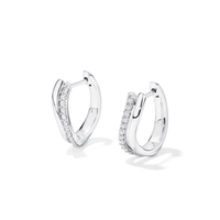 Double Row Wave Hoop Earring with 0.20tw of Laboratory-Grown Diamonds in Sterling Silver and Platinum Earrings Bevilles 