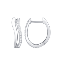 Double Row Wave Hoop Earring with 0.20tw of Laboratory-Grown Diamonds in Sterling Silver and Platinum Earrings Bevilles 