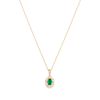 45cm Oval Created Emerald Halo Pendant Necklace with 0.46tw of Laboratory-Grown Diamonds in 9kt Yellow Gold Pendants Bevilles 