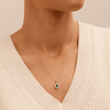 45cm Oval Created Emerald Halo Pendant Necklace with 0.46tw of Laboratory-Grown Diamonds in 9kt Yellow Gold Pendants Bevilles 