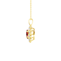 45cm Oval Created Ruby Halo Pendant Necklace with 0.46tw of Laboratory-Grown Diamonds in 9kt Yellow Gold Pendants Bevilles 