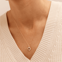 45cm Oval Created Ruby Halo Pendant Necklace with 0.46tw of Laboratory-Grown Diamonds in 9kt Yellow Gold Pendants Bevilles 