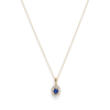 45cm Oval Created Sapphire Halo Pendant Necklace with 0.46tw of Laboratory-Grown Diamonds in 9kt Yellow Gold Pendants Bevilles 