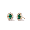 Oval Created Emerald Halo Stud Earrings with 0.44tw of Laboratory-Grown Diamonds in 9kt Yellow Gold Earrings Bevilles 