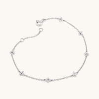 19cm Clover Station Bracelet with 0.05tw of Laboratory-Grown Diamonds in Sterling Silver and Platinum Bracelets Bevilles 
