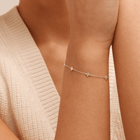 19cm Clover Station Bracelet with 0.05tw of Laboratory-Grown Diamonds in Sterling Silver and Platinum Bracelets Bevilles 