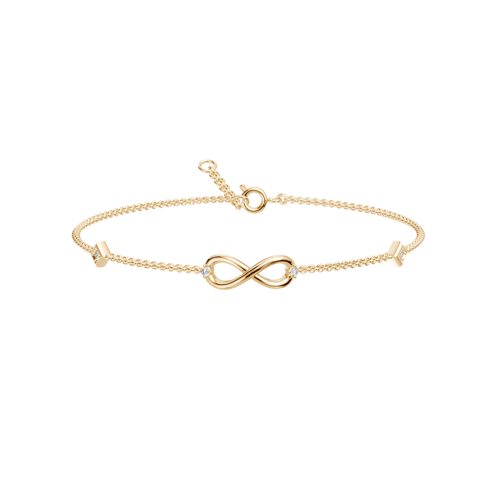 19cm Infinity Station Bracelet with 0.05tw of Laboratory-Grown Diamonds in 9kt Yellow Gold Bracelets Bevilles 
