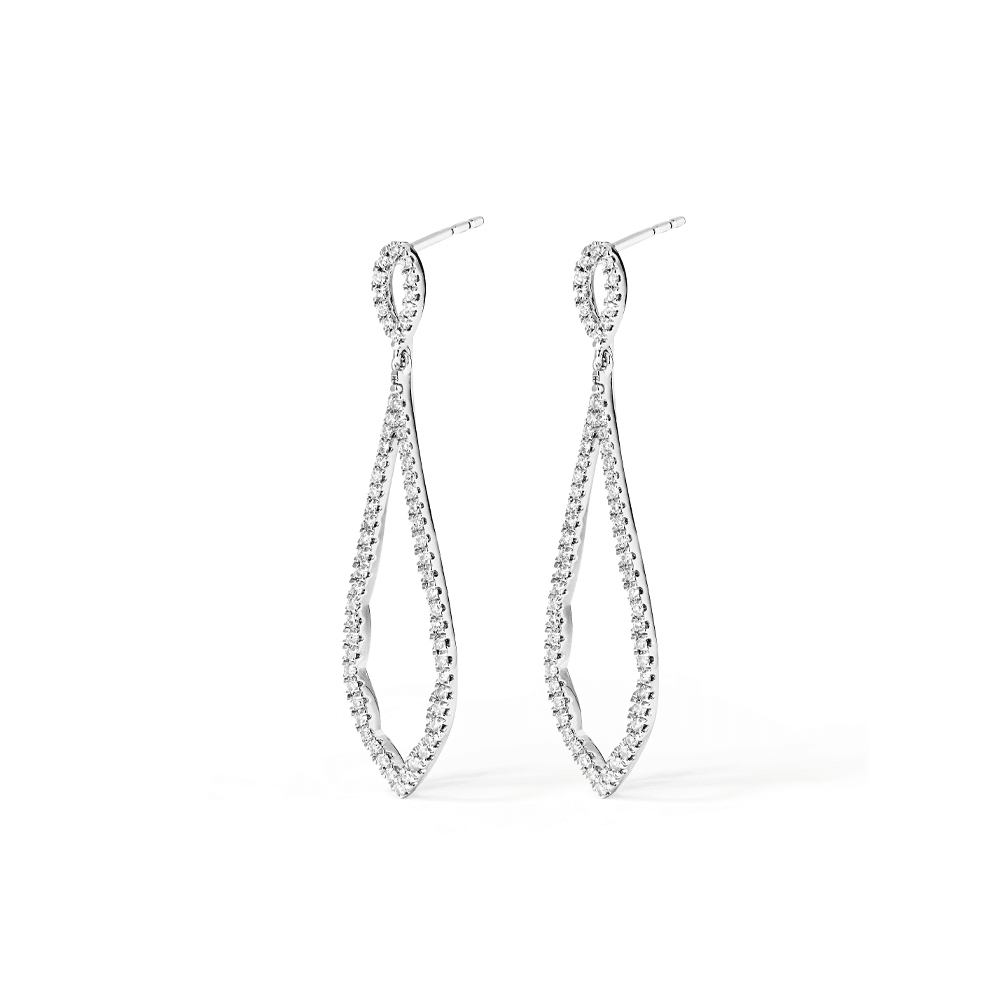 40mm Teardrop Stud Earrings with 0.50tw of Laboratory-Grown Diamonds in Sterling Silver and Platinum Earrings Bevilles 