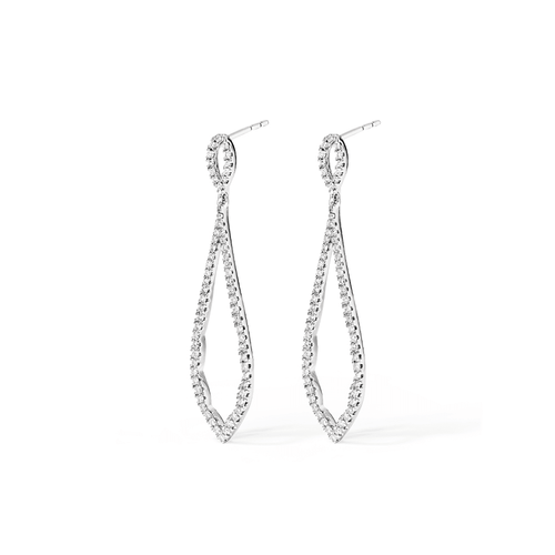 40mm Teardrop Stud Earrings with 0.50tw of Laboratory-Grown Diamonds in Sterling Silver and Platinum Earrings Bevilles 