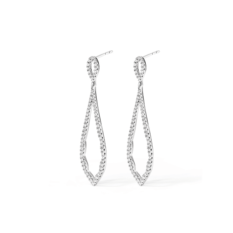 40mm Teardrop Stud Earrings with 0.50tw of Laboratory-Grown Diamonds in Sterling Silver and Platinum Earrings Bevilles 