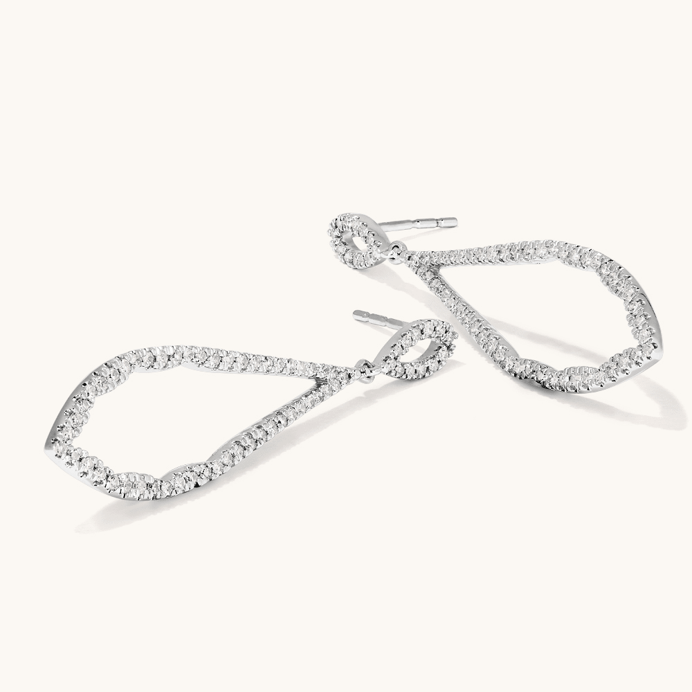 40mm Teardrop Stud Earrings with 0.50tw of Laboratory-Grown Diamonds in Sterling Silver and Platinum Earrings Bevilles 