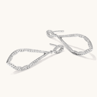 40mm Teardrop Stud Earrings with 0.50tw of Laboratory-Grown Diamonds in Sterling Silver and Platinum Earrings Bevilles 