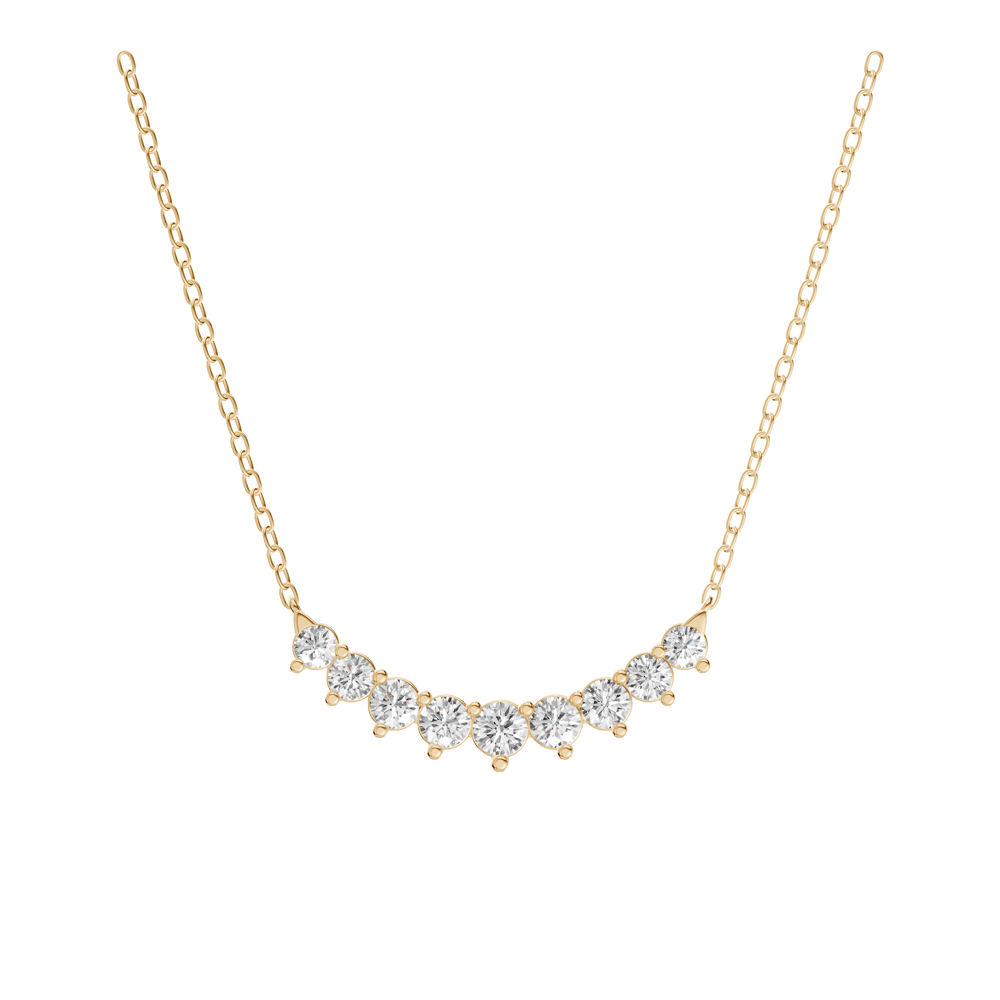 45cm Curved Bar Necklace with 1.00tw of Laboratory-Grown Diamonds in 9kt Yellow Gold Pendants Bevilles 