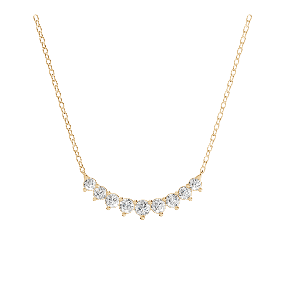 45cm Curved Bar Necklace with 1.00tw of Laboratory-Grown Diamonds in 9kt Yellow Gold Pendants Bevilles 