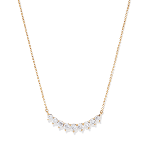 45cm Curved Bar Necklace with 1.00tw of Laboratory-Grown Diamonds in 9kt Yellow Gold Pendants Bevilles 